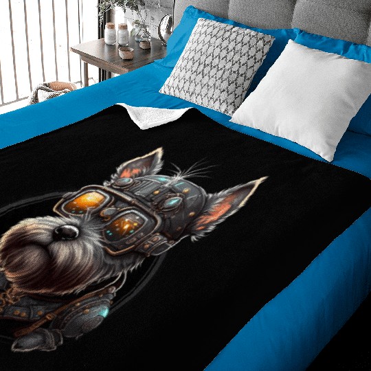 Steampunk Miniature Schnauzer Baby Blankets