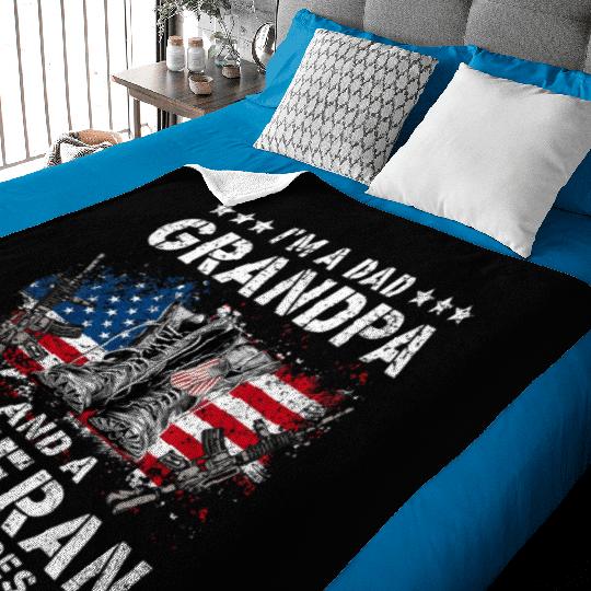 I Am A Dad A Pawpaw And A Veteran T Fathers Day Baby Blankets