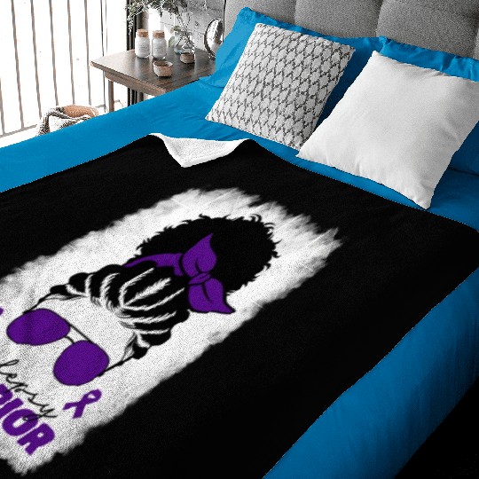 Afro Epilepsy Warrior For Black Epilepsy Awareness Baby Blankets