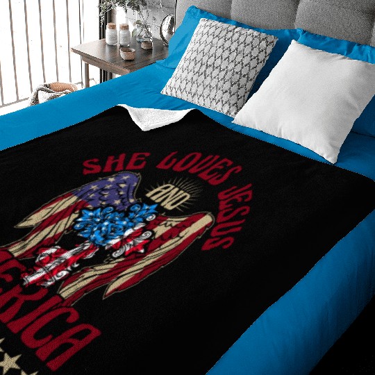 She loves jesus and America too Baby Blankets