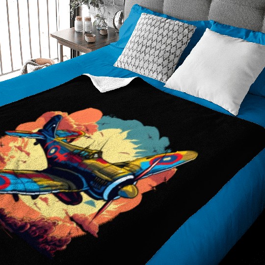 Spitfire Airplane Vintage Pilot Aviator Military Baby Blankets