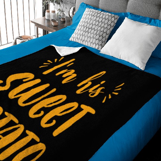 I m His Sweet Potato Funny Thanksgiving Dinner Baby Blankets