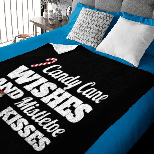 Candy Cane Wishes And Mistletoe Kisses Christmas Baby Blankets