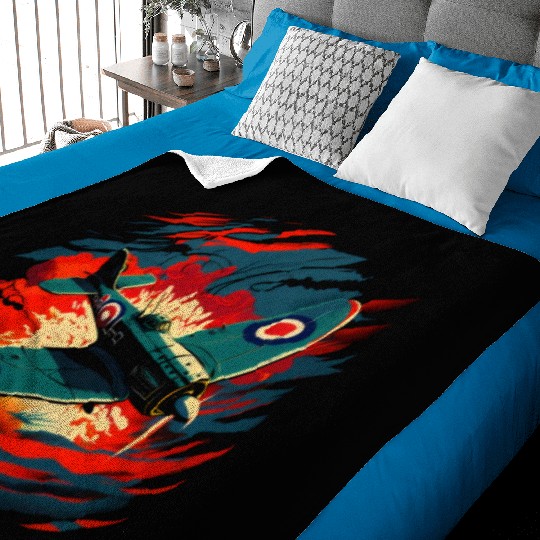 Spitfire Airplane Vintage Pilot Aviator Military Baby Blankets