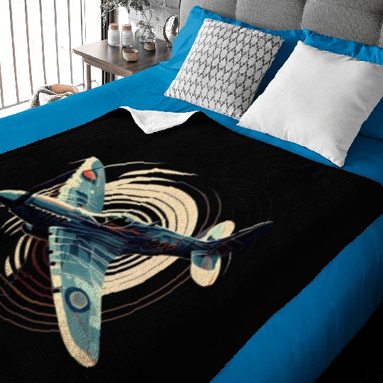 Spitfire Airplane Vintage Pilot Aviator Military Baby Blankets