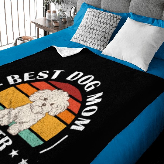 Best Dog Mom Ever Retro Vintage Bichon Frise Baby Blankets