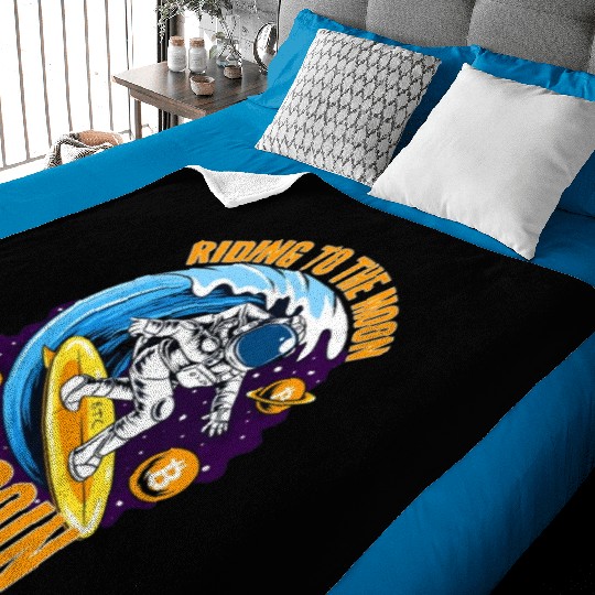 RIDING TO THE MOON- Bitcoin Baby Blankets