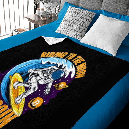 RIDING TO THE MOON- Bitcoin Baby Blankets