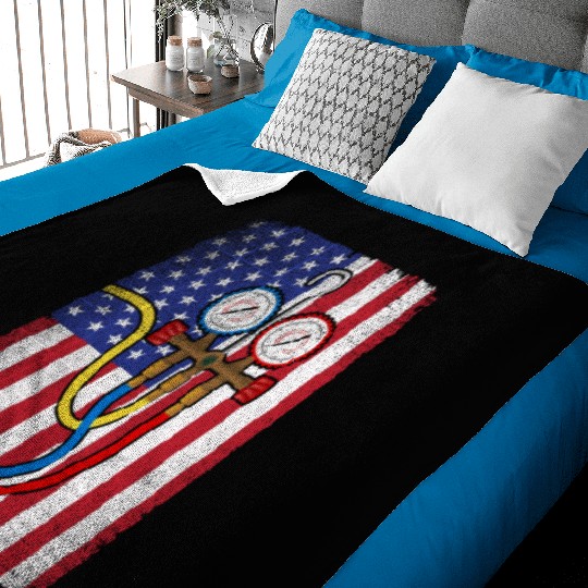 Patriotic HVAC Technician American Flag HVAC Tech Baby Blankets