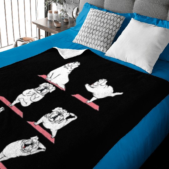 Paws Yoga Bulldog Puppy Doggie Lover Pose Baby Blankets