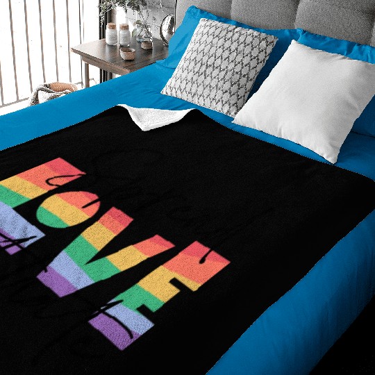 spread love not hate; gay pride; gay; pride month; Baby Blankets