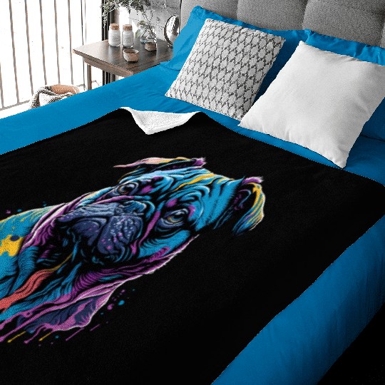 Neon Pug Dog Baby Blankets