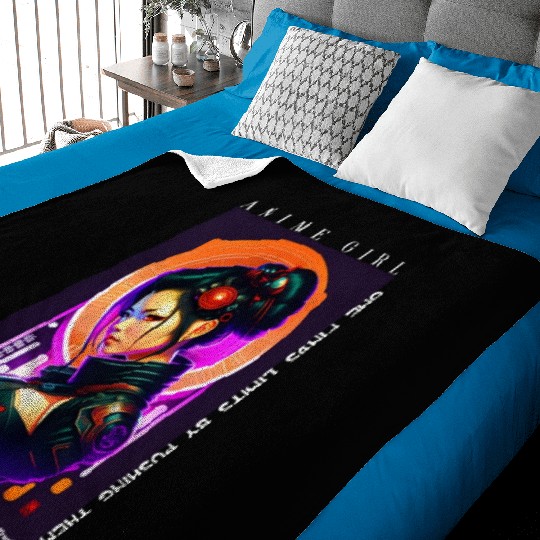 Futuristic Cyberpunk Anime Girl Baby Blankets