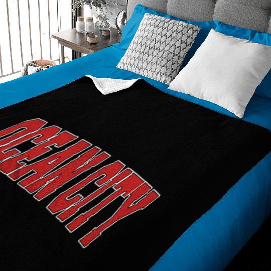 Ocean City Nj New Jersey Varsity Style Usa Sports Baby Blankets