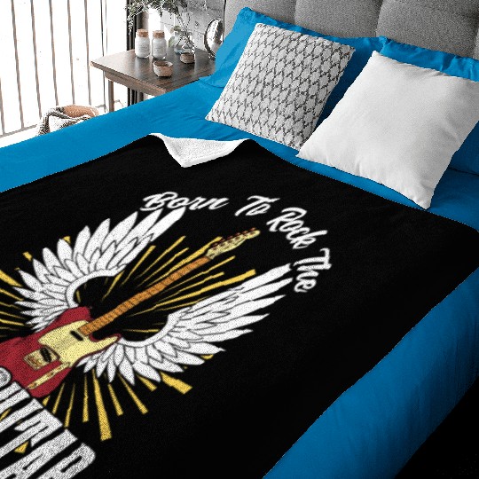 Born To Rock The Bass Guitar Musician Music Band Baby Blankets