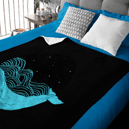 Humpback Whale Midnight Space Whale Baby Blankets