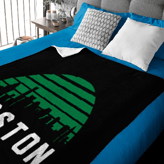 Boston Massachusetts Cityscape Green Baby Blankets
