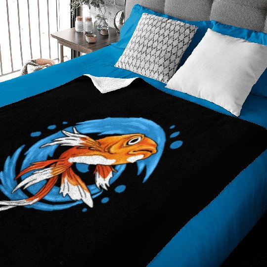 Save The Ocean Orange Fish Blue Waves Environment Baby Blankets