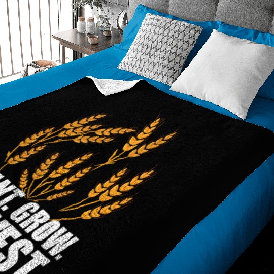 Wheat Farmer Plant Grow Harvest W Baby Blankets