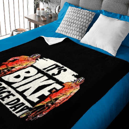 It's Bike Race Day Racer Racing Bicycle Cycling Baby Blankets