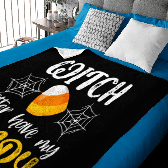 Halloween Witch Funny Candy Corn Trick Or Treat Baby Blankets