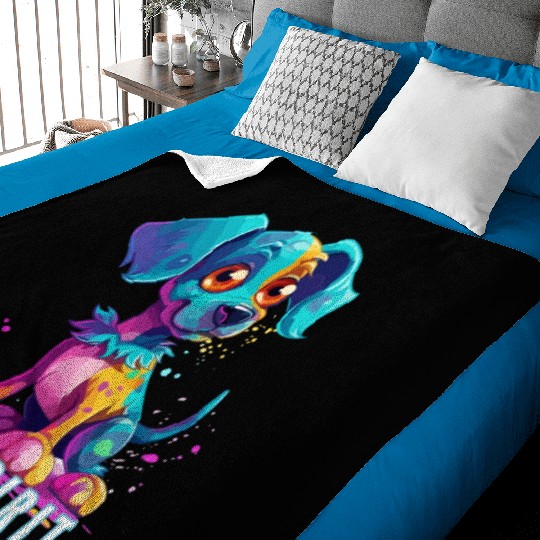 Free Spirit Baby Blankets: Puppy Synthwave Graffiti Kids