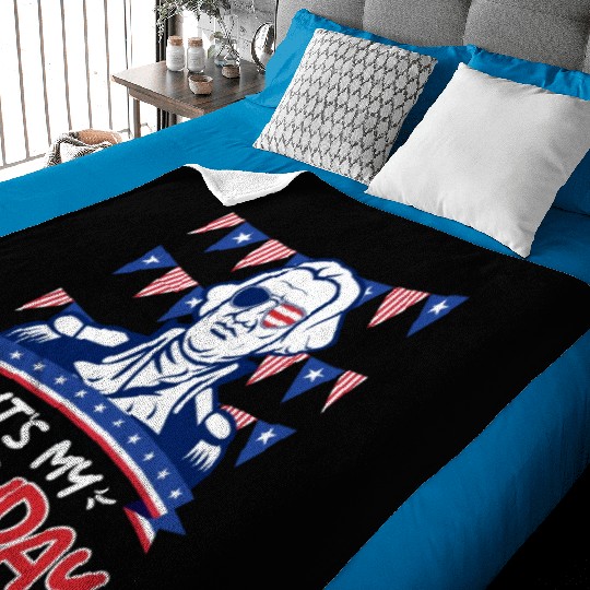 Its my Birthday Independence Day George Washington Baby Blankets