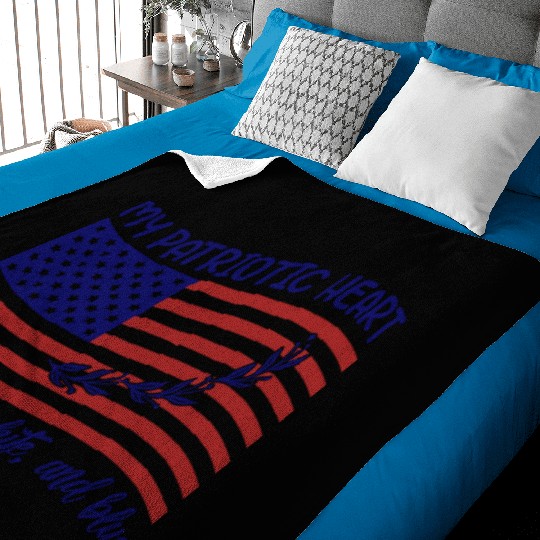 My patriotic heart beats red white and blue Baby Blankets