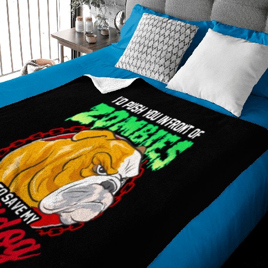 Save My Bulldog Dog From Zombies Baby Blankets