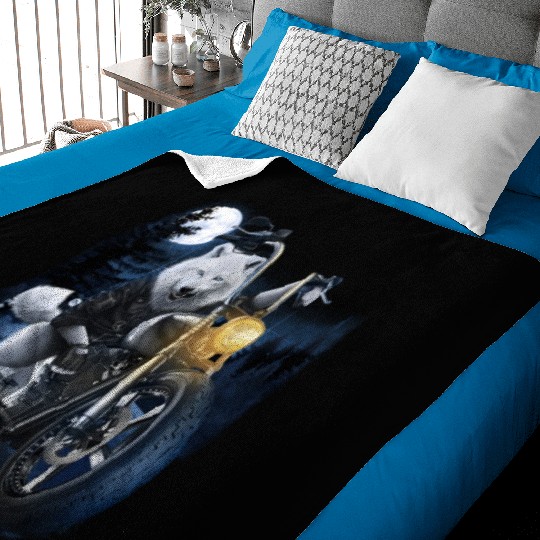 Wolf Riding Chopper Motorcycle In Full Moon Baby Blankets