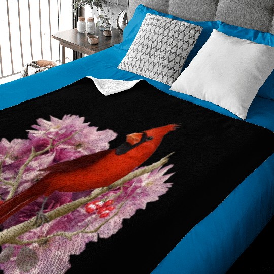 Funny Red Cardinal Bird Ornament Christmas Gifts Baby Blankets