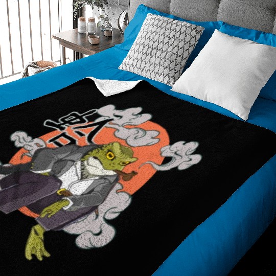 Japanese frog in Yakuza gangster costume Baby Blankets