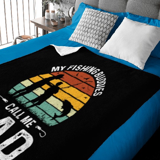 Fishing Buddies Call Me Dad, Funny Fathers Day Baby Blankets