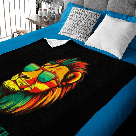 Lion Juneteenth African American Black History Baby Blankets