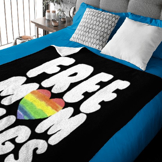 Free Mom Hugs LGBTQ Plus Rainbow Heart Free Hugs Baby Blankets