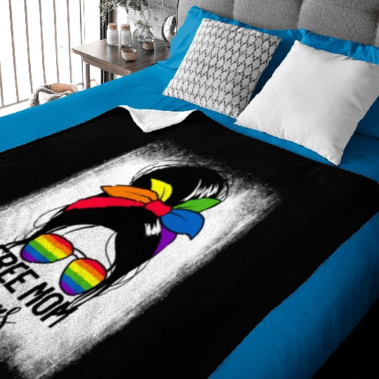 Free Mom Hugs Womens Messy Bun LGBTQ Free Mom Hugs Baby Blankets