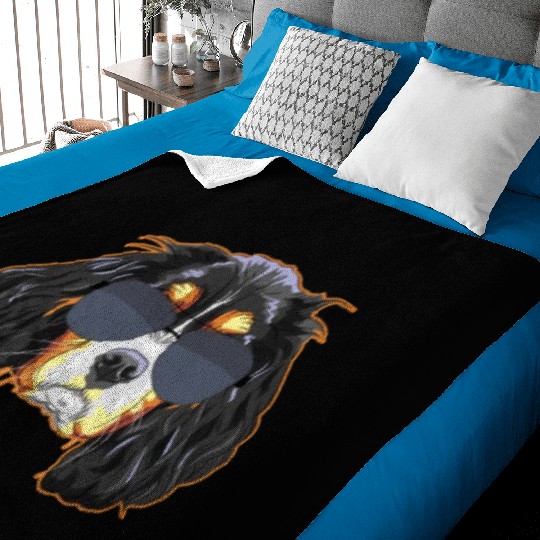 Cavalier King Charles Spaniel Wearing Sunglasses Baby Blankets