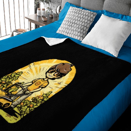 Mower Gardening Lawn Mowing Gardener Anime Kawaii Baby Blankets