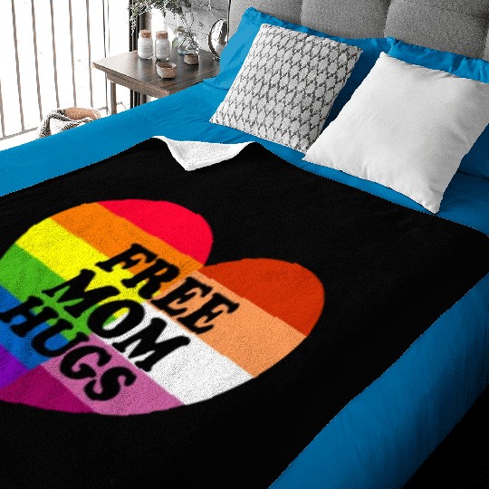 Free Mom Hugs Gay Pride Lesbian Flag LGBTQ Baby Blankets