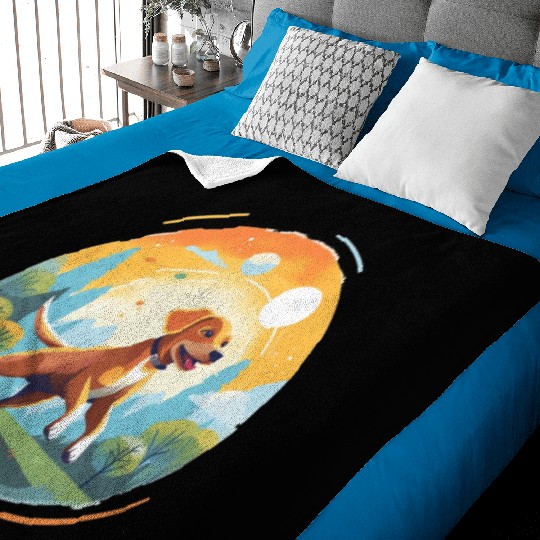 Joyful Dog in Summer Park Baby Blankets