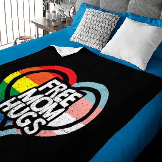 Free Mom Hugs Rainbow Pride Baby Blankets