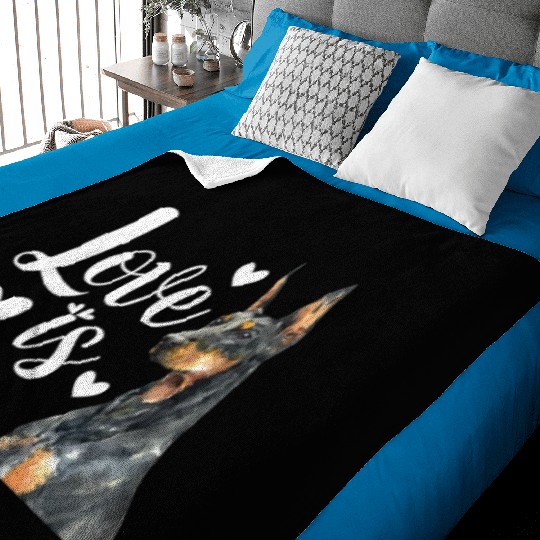 Love Is Doberman Pinscher Baby Blankets