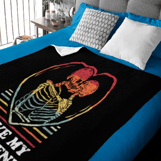I Love My Girlfriend Cool Skeleton Heart Valentine Baby Blankets