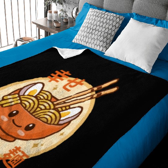 Kawaii Ramen Noodle Bowl Orange Baby Blankets
