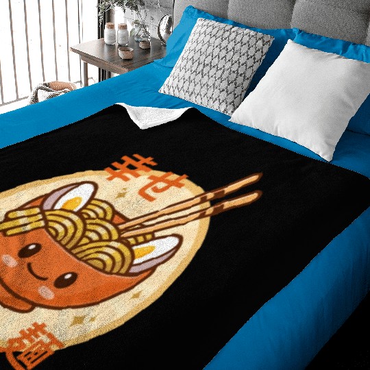 Kawaii Ramen Noodle Bowl Orange Baby Blankets