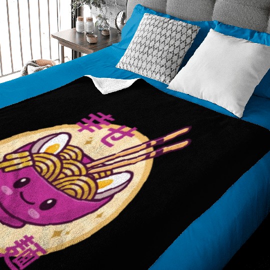 Kawaii Ramen Noodle Bowl Pink Baby Blankets