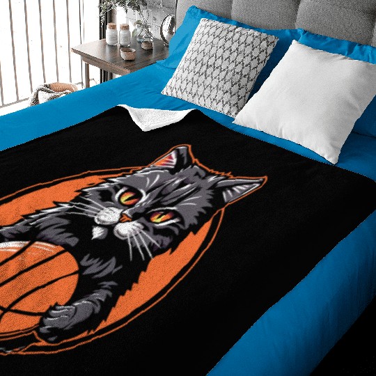 Basketball Cat Basketball Player I Love Basketball Baby Blankets