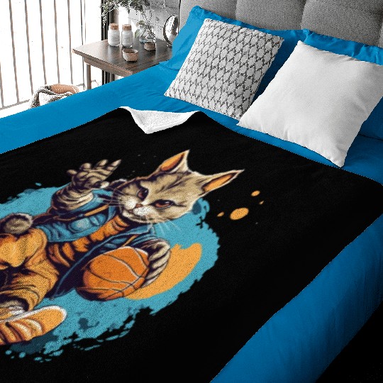 Basketball Cat Basketball Player I Love Basketball Baby Blankets