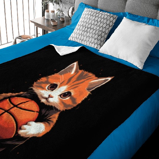 Basketball Cat Basketball Player I Love Basketball Baby Blankets