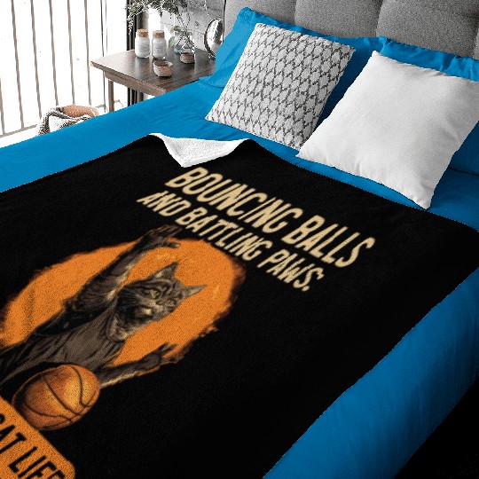 Basketball Cat Basketball Player I Love Basketball Baby Blankets